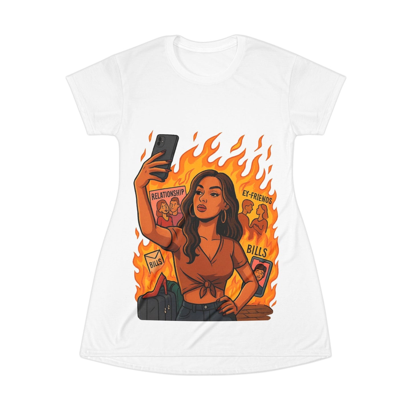 Fierce Flame Selfie T-Shirt Dress