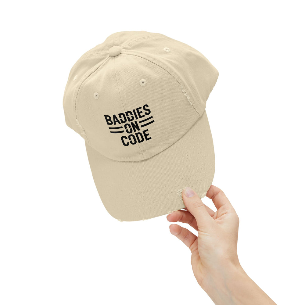 
                  
                    Baddies on Code Unisex Distressed Cap
                  
                