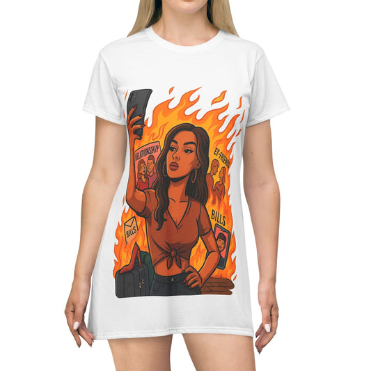 Fierce Flame Selfie T-Shirt Dress