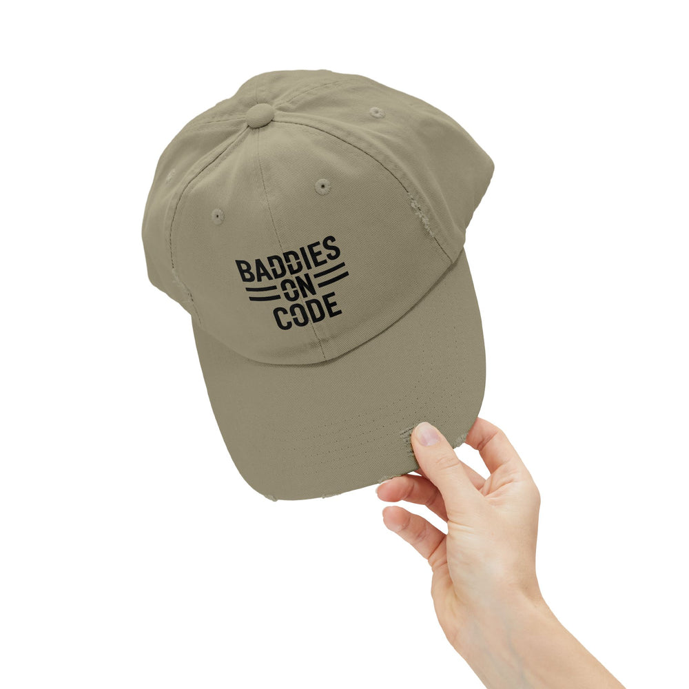 
                  
                    Baddies on Code Unisex Distressed Cap
                  
                