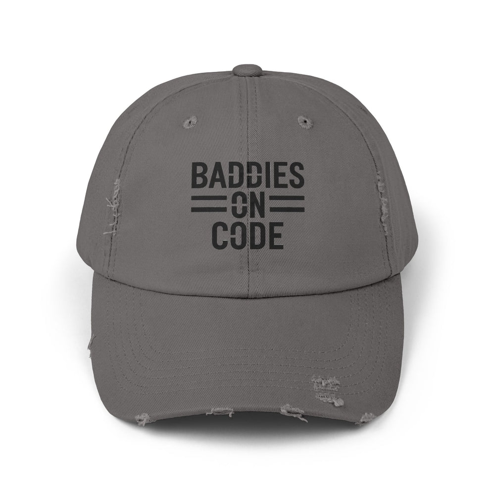 
                  
                    Baddies on Code Unisex Distressed Cap
                  
                